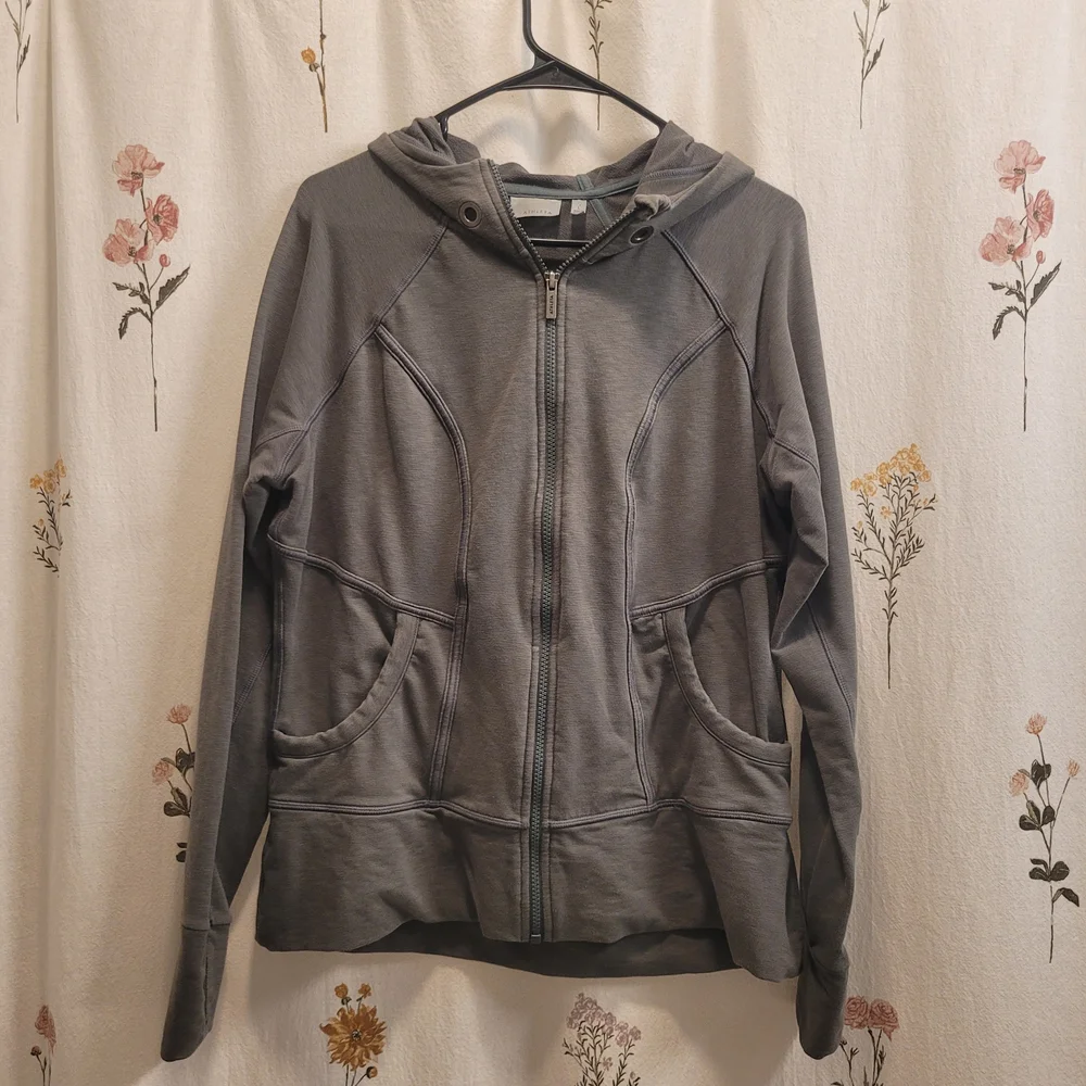 Army Green Athleta Zip-Up Hoodie - Picture 1 of 3